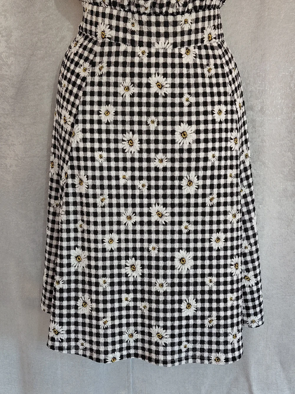 Torrid Black & White Gingham Daisy Midi Dress Plus SZ 2 2X cottagecore Summer . - Picture 4 of 14